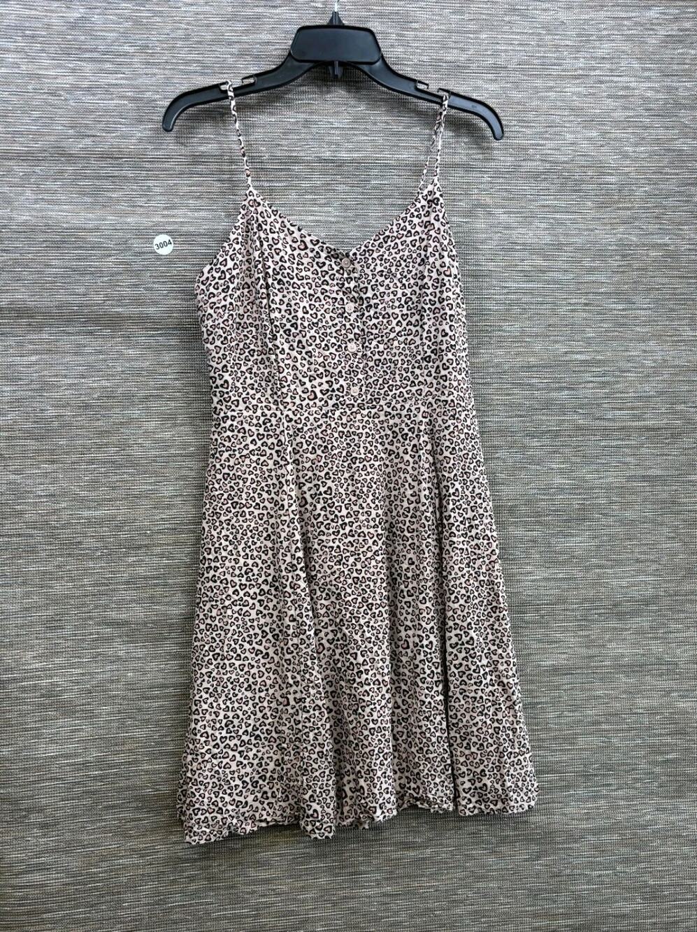 Gap Leopard Heart Print Fit & Flare Skater Dress Womens 8 Pink Black Sleeveless